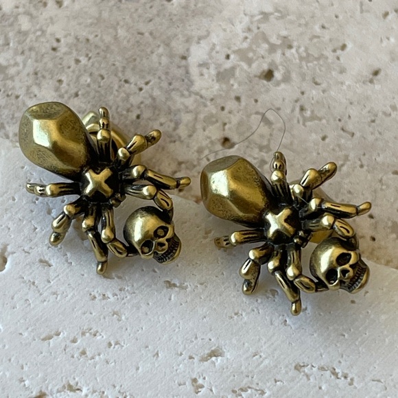 Alexander McQueen Jewelry - Alexander McQueen Bronze Spider Skull Stud Earrings